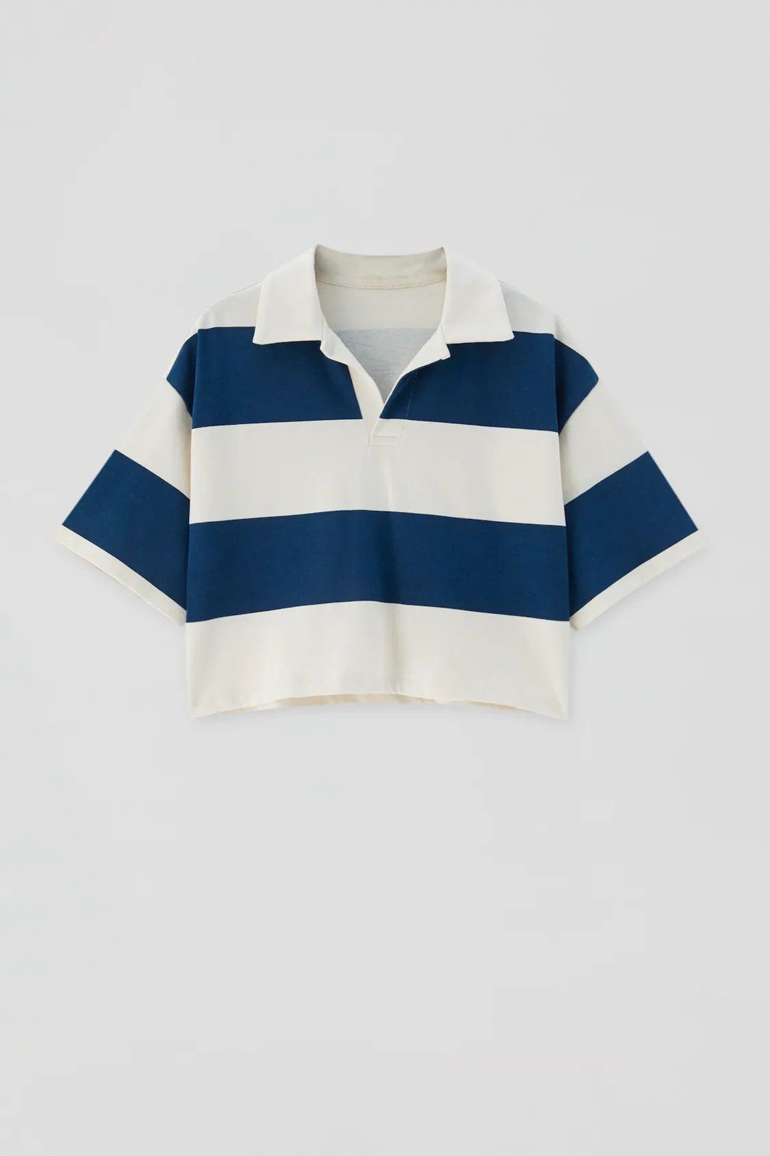 Blue and White Strap Crop Top